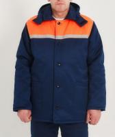 Куртка "УРАЛ" синяя с оранжевой вставкой без капюшона