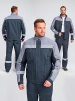 Костюм рабочий с брюками Бриготек-1 (тк.Смесовая,260), 60% хлопка, т.серый/св.серый