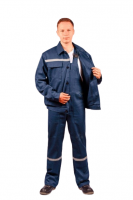 Костюм рабочий с полукомбинезоном для ИТР (тк. 100% хлопок 245 гр/м2) т. синий. Пр-во РБ