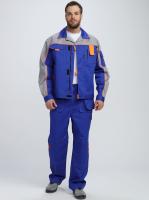Костюм рабочий Союз-Профессионал-1 CH (тк.Смесовая,240) брюки, васильковый/св.серый/оранжевый