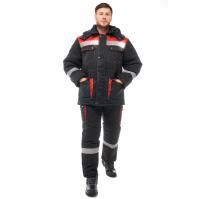 Костюм зимний Антей (тк. смесовая, куртка/полукомбинезон) черный с красным