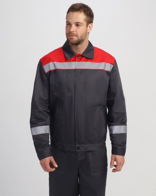 Костюм рабочий Легион Премиум-1 СОП CH (тк.Смесовая,240) брюки, т.серый/красный