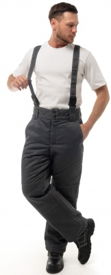 Брюки зимние Фаворит (тк. Смесовая, синтепон) т. серый съемные бретели высокая спинка 