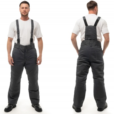 Брюки зимние Фаворит (тк. Смесовая, синтепон) т. серый съемные бретели высокая спинка 