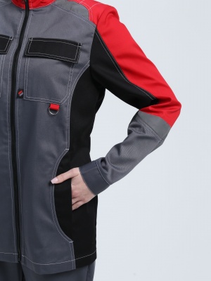 Костюм рабочий женский Формула-1 (тк.Смесовая,240) брюки, серый/красный/черный