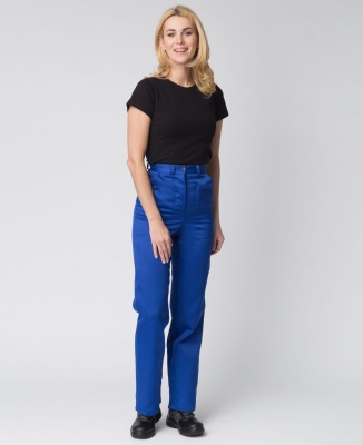 Костюм рабочий женский Передовик (тк.Смесовая,210) брюки, васильковый/красный