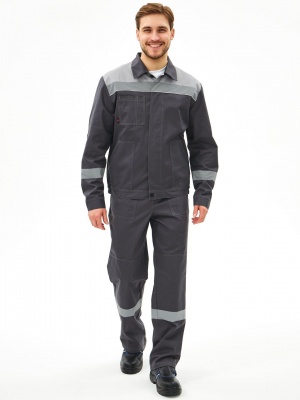 Костюм рабочий Липецк-1 CH с брюками (тк.Смесовая,280, хлопок 65%), т.серый/св.серый