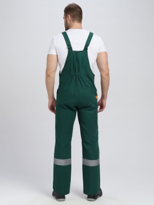 Костюм ИТР c полукомбинезоном хлопок 100% (тк.Саржа,250), т.зеленый/оранжевый