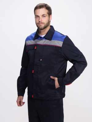 Костюм рабочий Фаворит-1 СОП усиленный IMP (тк.Смесовая,210) брюки, т.синий/васильковый/красный