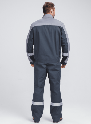 Костюм рабочий с брюками Бриготек-1 (тк.Смесовая,260), 60% хлопка, т.серый/св.серый