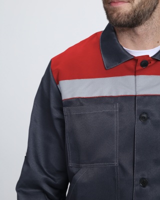 Костюм рабочий Легион-1 усиленный (тк.Смесовая,210) брюки, т.серый/красный