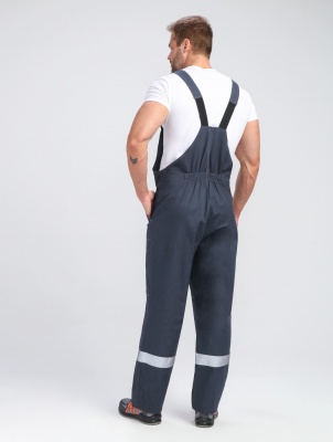 Костюм рабочий с полукомбинезоном Бриготек-2 (тк.Смесовая,260), 60% хлопка, т.серый/оранжевый