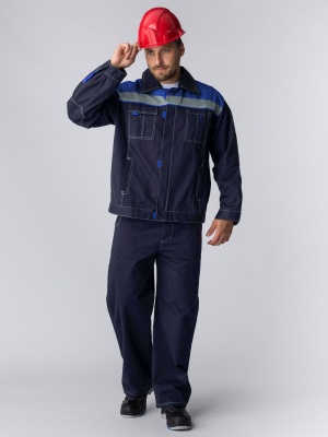 Костюм рабочий  Флагман-Фаворит-1 СОП (тк.Саржа,250) брюки, т.синий/васильковый (арт.87482974)
