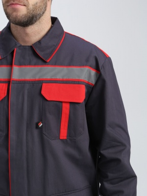 Костюм рабочий ИТР СОП UZ (тк.Саржа,250) брюки, т.серый/красный