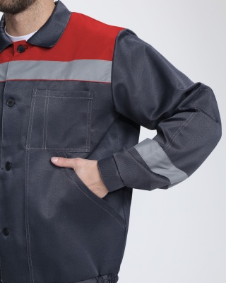 Костюм рабочий Легион-1 усиленный (тк.Смесовая,210) брюки, т.серый/красный