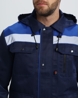 Костюм рабочий Титан СОП с капюшоном (тк.Смесовая,210) п/к, т.синий/васильковый