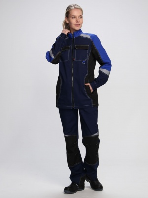 Костюм рабочий женский Формула-1 (тк.Смесовая,240) брюки, т.синий/васильковый/черный