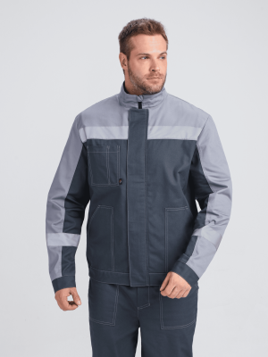 Костюм рабочий с брюками Бриготек-1 (тк.Смесовая,260), 60% хлопка, т.серый/св.серый