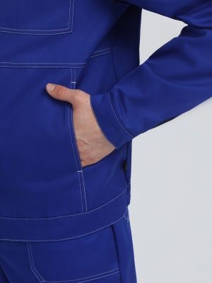 Костюм рабочий Строй-1 МВО защита (хлопок 60%, тк.Смесовая,280) брюки, васильковый/т.синий/черный