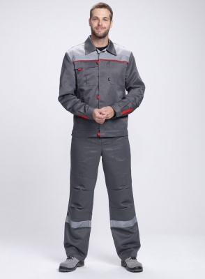Костюм рабочий Фаворит-2 СОП усиленный IMP (тк.Смесовая,210) п/к, т.серый/серый/красный