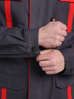 Костюм рабочий ИТР СОП UZ (тк.Саржа,250) брюки, т.серый/красный