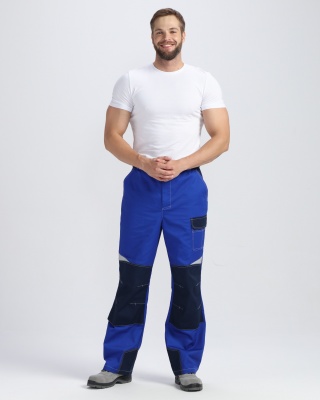 Костюм рабочий Формула (тк.Смесовая,240) брюки, васильковый/т.синий/серый