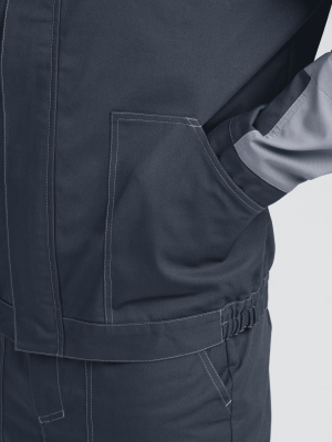 Костюм рабочий с брюками Бриготек-1 (тк.Смесовая,260), 60% хлопка, т.серый/св.серый