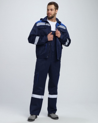 Костюм рабочий Титан СОП с капюшоном (тк.Смесовая,210) п/к, т.синий/васильковый