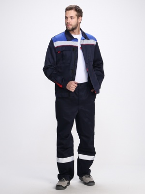 Костюм рабочий Фаворит-1 СОП усиленный IMP (тк.Смесовая,210) брюки, т.синий/васильковый/красный