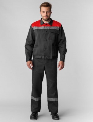 Костюм рабочий Труженик-2 СОП (тк.Смесовая,210) п/к, т.серый/красный