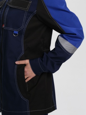 Костюм рабочий женский Формула-1 (тк.Смесовая,240) брюки, т.синий/васильковый/черный