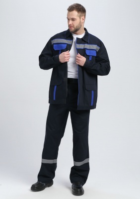 Костюм рабочий ИТР СОП UZ (тк.Саржа,250) брюки, т.синий/васильковый