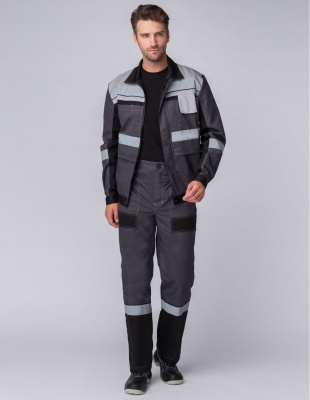 Костюм рабочий  Виват-1 Премиум IMP (тк.Смесовая,240) брюки, т.серый/черный/св.серый