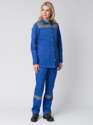 Костюм рабочий женский Весна-1 (тк.Смесовая,210) брюки, васильковый/серый