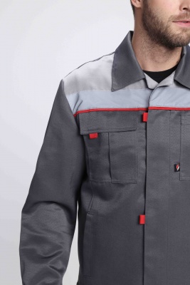 Костюм рабочий Фаворит-2 СОП усиленный IMP (тк.Смесовая,210) п/к, т.серый/серый/красный