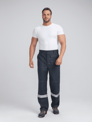 Костюм рабочий с брюками Бриготек-1 (тк.Смесовая,260), 60% хлопка, т.серый/св.серый