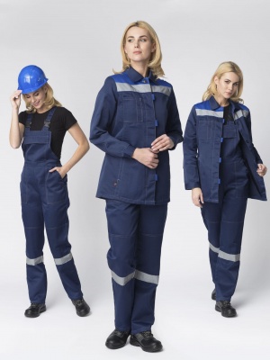 Костюм рабочий женский Весна-2 (тк.Смесовая,210, 35% хл, ВО-пропитка) п/к, т.синий/васильковый