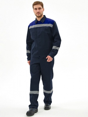 Костюм рабочий Липецк-1 CH с брюками (тк.Смесовая,280, хлопок 65%), т.синий/васильковый