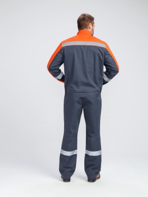 Костюм рабочий с брюками Бриготек-1 (тк.Смесовая,260), 60% хлопка, т.серый/оранжевый