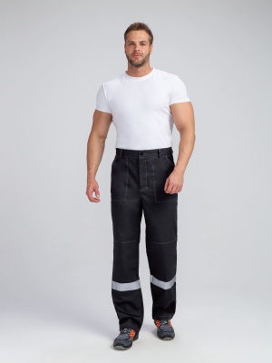 Костюм рабочий с брюками Бриготек-1 (тк.Смесовая,260), 60% хлопка, т.серый/красный