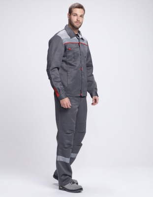 Костюм рабочий Фаворит-2 СОП усиленный IMP (тк.Смесовая,210) п/к, т.серый/серый/красный