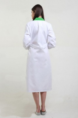 Халат медицинский женский белый с зеленой отделкой