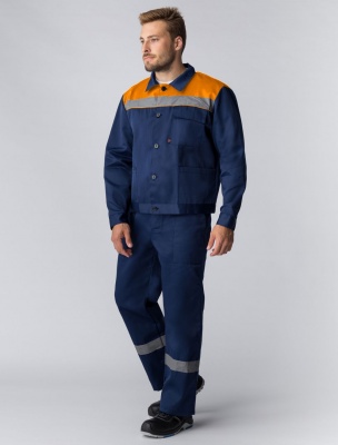 Костюм рабочий Труженик-2 СОП (тк.Смесовая,210) п/к, т.синий/оранжевый