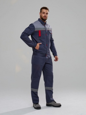 Костюм Флагман-Фаворит-1 СОП (тк.Саржа,250) брюки, т.серый/св.серый