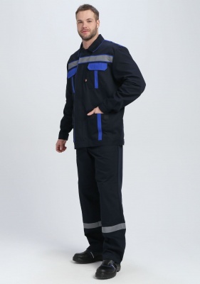 Костюм рабочий ИТР СОП UZ (тк.Саржа,250) брюки, т.синий/васильковый