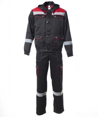 Костюм «АНТЕЙ» с КАПЮШОНОМ черный с красным