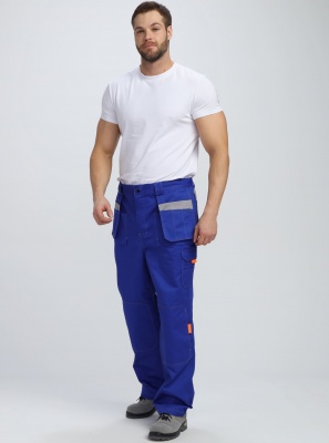 Костюм рабочий Союз-Профессионал-1 CH (тк.Смесовая,240) брюки, васильковый/св.серый/оранжевый