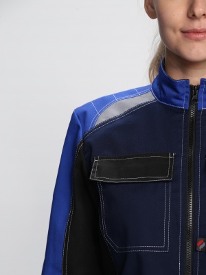 Костюм рабочий женский Формула-1 (тк.Смесовая,240) брюки, т.синий/васильковый/черный