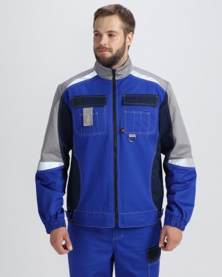 Костюм рабочий Формула (тк.Смесовая,240) брюки, васильковый/т.синий/серый