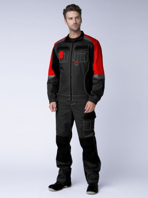 Костюм рабочий Формула (тк.Смесовая,240) брюки, серый/красный/черный